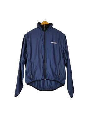 TREK MEN'S BLUE CYCLING WIND BREAKER SIZE XL BLUE FLEECE COLLAR/REFLECTIVE TRIM